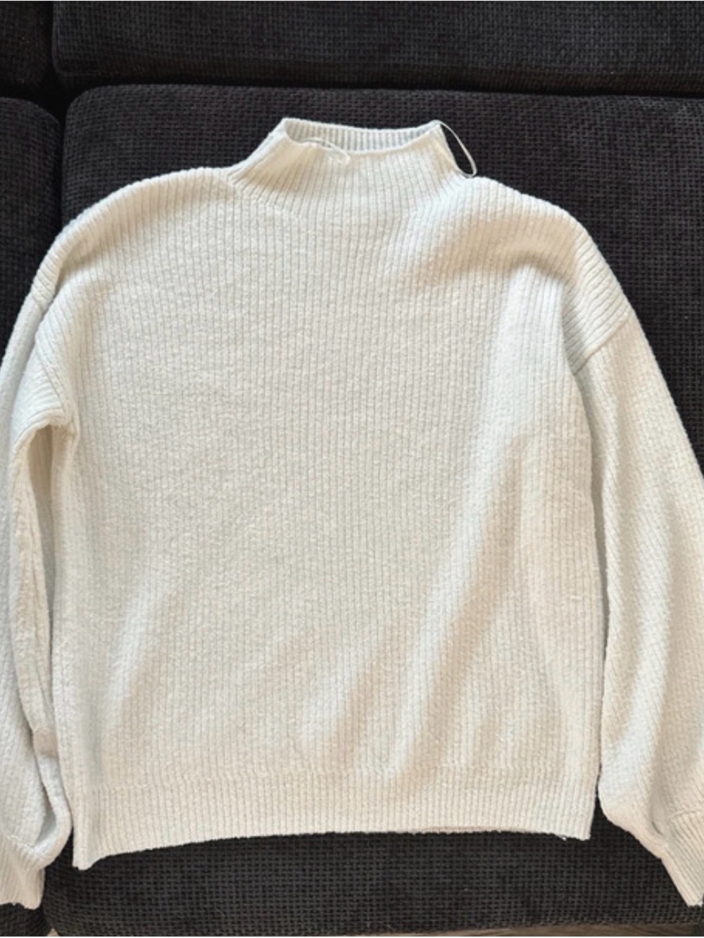 Soft Cream Ribbed Mock Neck Sweater